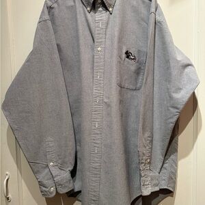 XLarge Men’s Ralph Lauren Gray Long Sleeve Shirt-Scottish Terriers on pocket